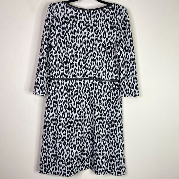 Talbots Refined Ponte Vegan Leather Trim Leopard Print Dress Women's Size 10 - Picture 2 of 9